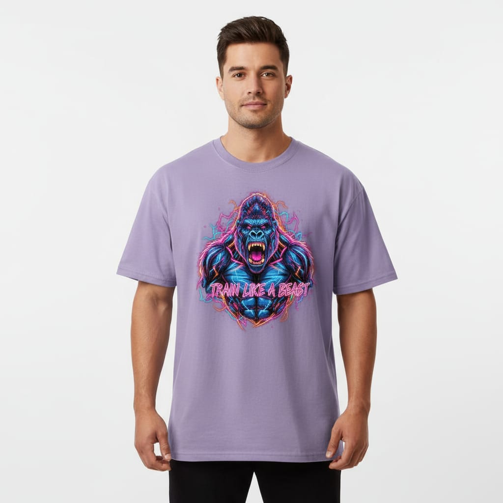 Fityou Train Like Beast'' Oversized Tee- Brown