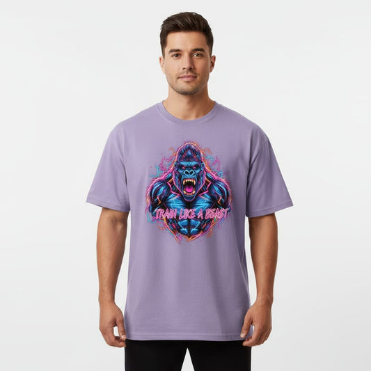 Fityou Train Like Beast'' Oversized Tee- Brown