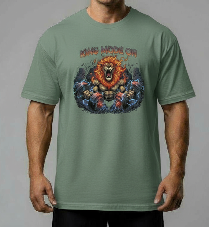 Fityou KING MODE ON Oversized Tee- Sage Green