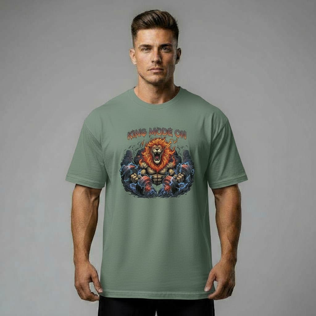 Fityou KING MODE ON Oversized Tee- Sage Green