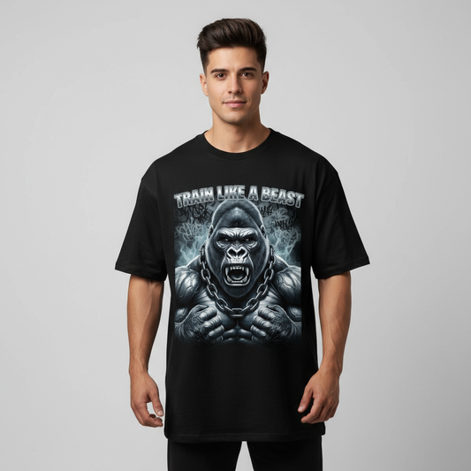FItyou TRAIN LIKE BEAST Oversized Tee- Black