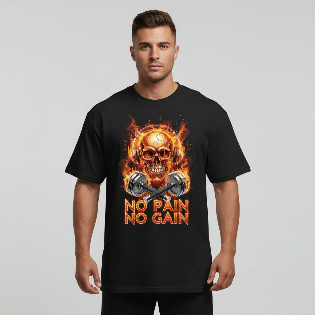 FItyou No PAIN NO GAIN Oversized Tee- Black