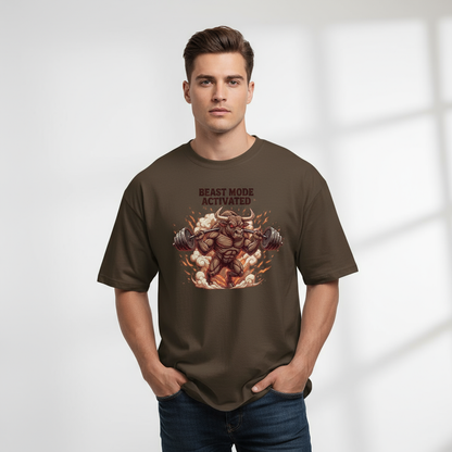 FItyou BEAST MODE ACTIVATED Oversized Tee- Brown